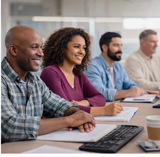 Partner organizations meeting with Career Access Hub staff